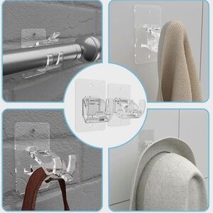 No Drill Curtain Rod Brackets, 8 Pack